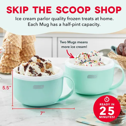 Vista 2 de Dash My Mug - Máquina para hacer helados, hace una sola porción de gelato, yogur congelado, sorbete y más, fácil de limpiar y usar, aguamarina, 2