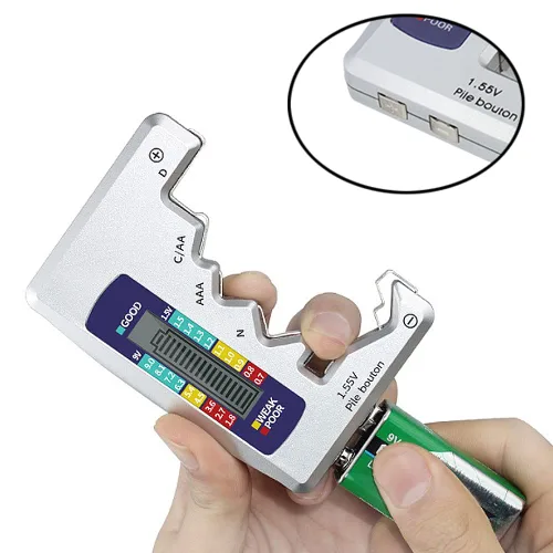 Vista 5 de Wolfride Probador de comprobador de batería AA Probador de batería universal 9 V Probador de batería Pantalla digital para AAA AA C D N 9V Batería