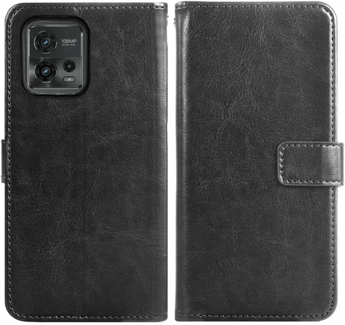 Vista 4 de Funda compatible con Motorola Moto G72 4G, protector de pantalla de vidrio templado y funda de cuero con tapa para tarjetas, accesorios