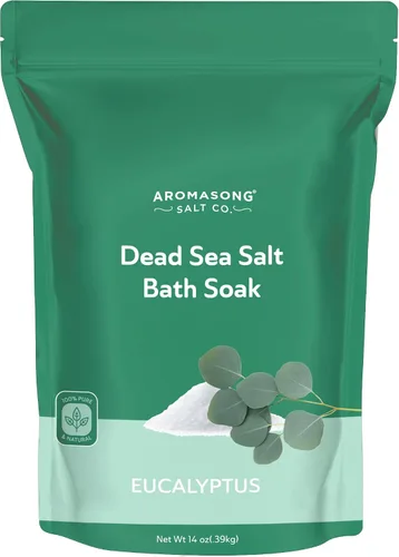 Vista 8 de Aromasong Sal del Mar Muerto – Sal de baño de grano fino con aroma a coco de 14 onzas – 100% pura y natural – Remojar para mujeres y hombres