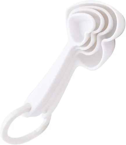 Vista 10 de Hemoton Cucharas medidoras de plástico con forma de corazón, cucharadita de postre cuchara para hornear de cocina