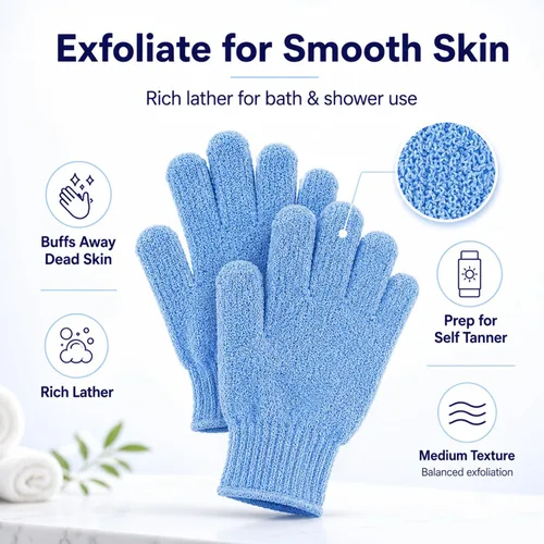 Vista 3 de Guantes exfoliantes para la ducha , espuma, Loofah Scrubber, 4 par, Multicolor