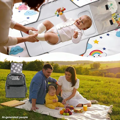 Vista 7 de Cambiador de pañales para niños pequeños, extra largo, grande, ligero, de 31 x 24.2 pulgadas, diseño lindo de 1 a 36 meses, plegable, cambiador