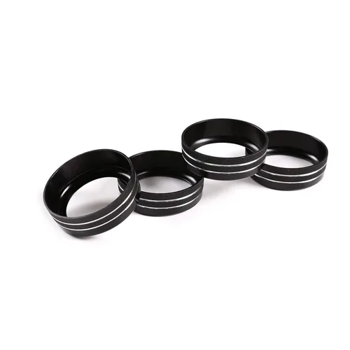 Vista 2 de Cubierta de anillo de botón de aleación de aluminio para automóvil y perilla de salida de volumen, 4 piezas, compatible con Toyota Tacoma 2016 2017