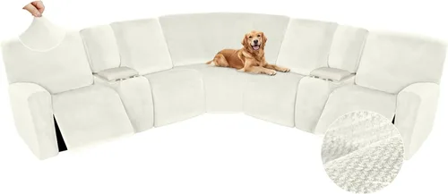 Vista 239 de Arfntevss Fundas de sofá seccional reclinable de terciopelo, Funda de sofá seccional de esquina para sofá reclinable, Funda elástica suave