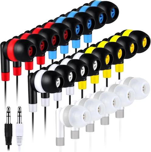 Vista 9 de Kanayu Paquete de 50 auriculares con cable a granel para aula, auriculares básicos con cable para estudiantes, sin micrófono, con conector de 0.138