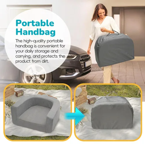 Vista 4 de Cama de suelo 3 en 1 para niños pequeños, cama portátil de viaje, tumbona y sofá para niños de 1 a 6 años, con bolsa de transporte, diseño plegable