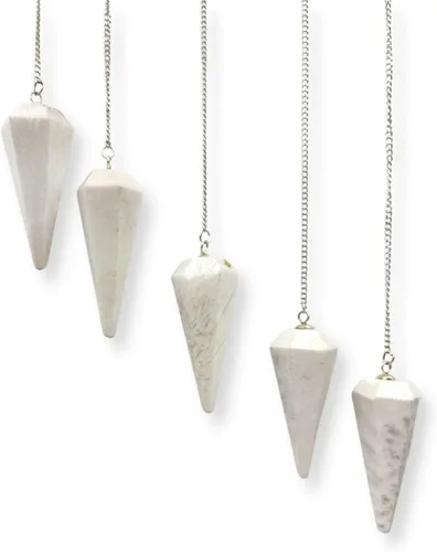 Vista 11 de GEMSCITE Lote de 5 piezas de péndulos de piedras preciosas de amatista a la moda, potente meditación psíquica, regalo de éxito psíquico, FengShui