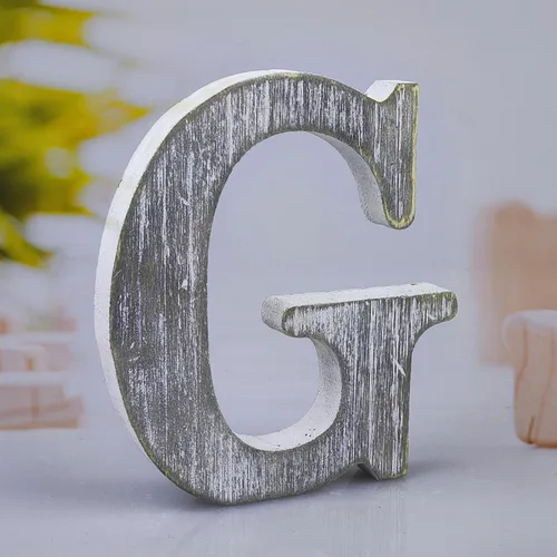 Vista 10 de Letras de madera rústica sin terminar de 6 pulgadas para decoración de pared, letras decorativas de pie en rodajas, decoración de tablero