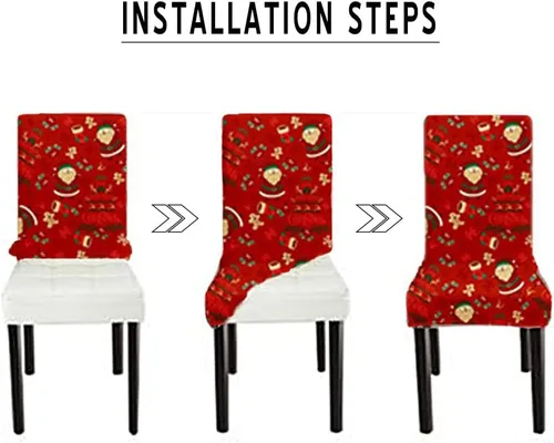 Vista 4 de XMNTG Juego de 2 fundas elásticas para sillas de comedor de Navidad, fundas elásticas para sillas Parsons, estampado de gnomos de Navidad