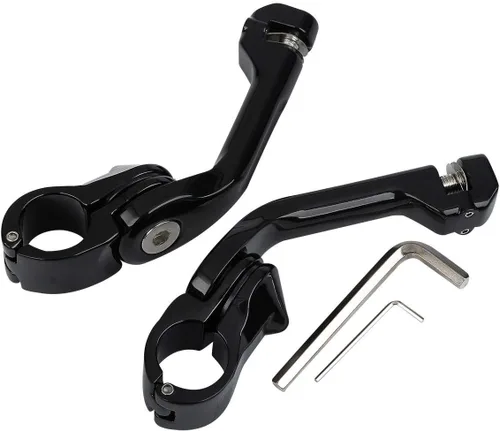 Vista 10 de TCMT 10 mm Estribos para motocicletas Compatibles con Harley Street Glide Road King Montura macho (Estribos estilo A, negro)