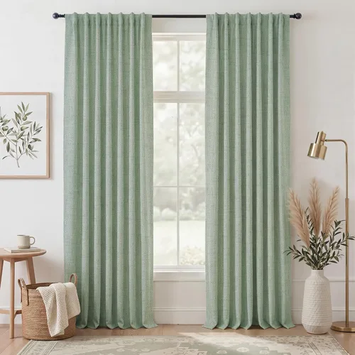 Vista 19 de RYB HOME Cortinas de lino texturizado 100% opacas de 84 pulgadas de largo, aislamiento térmico, privacidad, ahorro de energía para dormitorio, sala