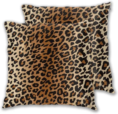Vista 23 de Fundas de Almohada Antelope 16 x 16 Pulgadas Paquete de 2, Fundas de Almohadas Decorativas con Estampado de Piel de Animal de Lino para Exteriores