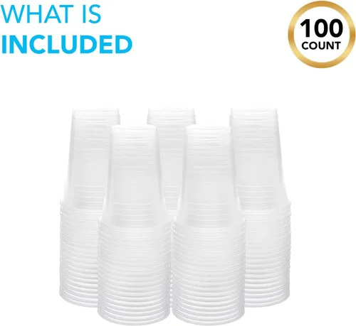 Vista 3 de Party Essentials Vasos desechables de plástico transparente para agua, vino, jugo, café helado y bebidas frías, 10 onzas, 100