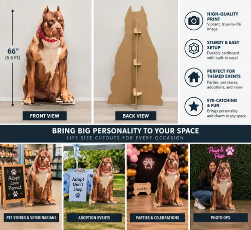 Vista 3 de SP12813 Big Brooding Muscular Guard Dog Pitbull Pit Bull 46x24in Cartón Recorte Standup Standee