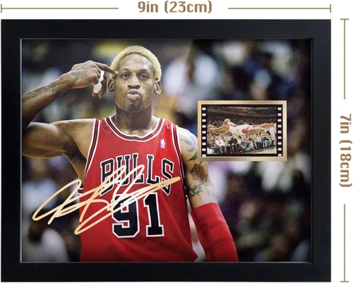 Vista 5 de ORIMAMI Póster deportivo de la superestrella Dennis Rodman de 8 x 6 pulgadas, con película firmada y de 0.039 x 1.378 in, gran regalo de recuerdo