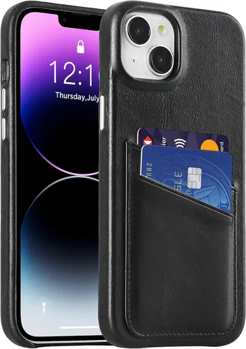 Vista 42 de LUCKYCOIN Funda de piel 100% auténtica tipo cartera para iPhone 13, diseño delgado con tarjetero y funda protectora a prueba de golpes, forro