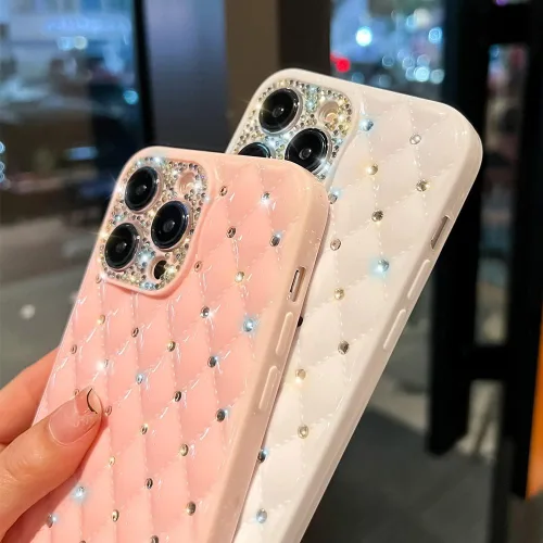 Vista 3 de Funda brillante compatible con iPhone 11 con diamantes brillantes, TPU flexible con purpurina, ajuste delgado, antideslizante, resistente a la Blanco