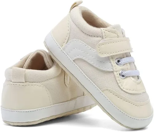 Vista 3 de Tenis de lona para bebés niños y niñas, suela suave, antideslizantes, ligeros, para recién nacidos, para primeros pasos, para cuna de 0 a 18 meses