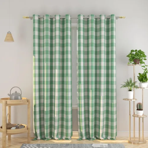 Vista 124 de Cortinas de 24 pulgadas de largo con diseño Buffalo Check Gingham Plaid para ventanas de cocina y baño, tratamiento para ventanas con 2 paneles