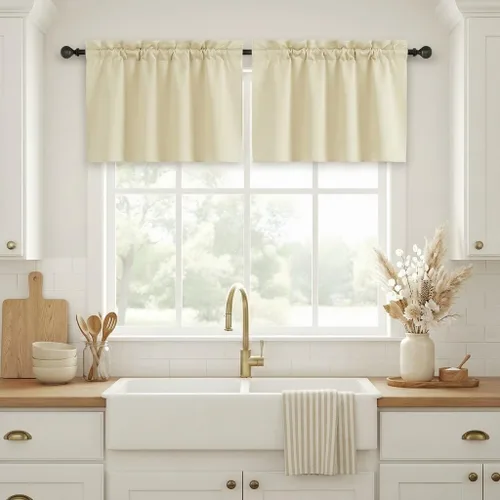 Vista 13 de NICETOWN Cortinas Opacas Cortas - Tratamiento de Ventana con Aislamiento Térmico, Niveles de Cortina Pequeños para Sala de Estar/Cocina, 2 Paneles