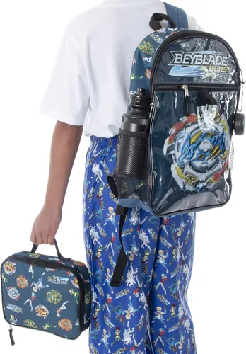 Vista 2 de Intimo Juego de 5 cajas de almuerzo con mochila escolar, Beyblade Burst 5pc, Classic