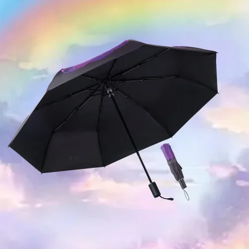 Vista 2 de Goothdurs Sombrilla compacta para el sol y la lluvia, pequeña y ligera, resistente al viento, impermeable, plegable, para hombres y mujeres