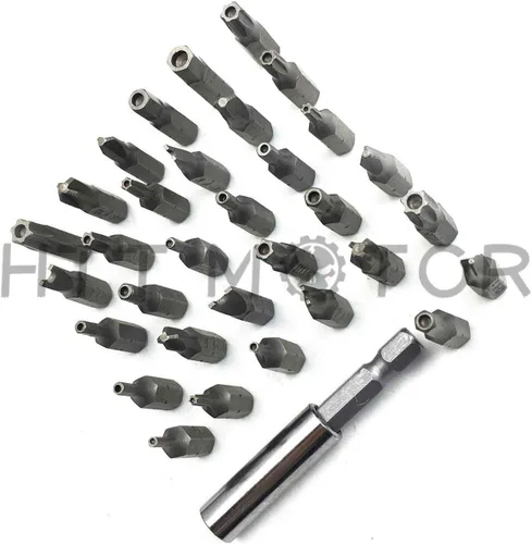 Vista 5 de Juego de puntas de seguridad Phillips Torx Hex Star de 33 piezas a prueba de manipulaciones [P/N: ET001-33-BK]