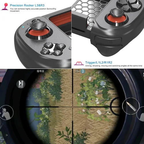 Vista 6 de Joso Mobile Gaming Controller for iPhone, Android, Direct Play, Portable Bluetooth Mini Controller Gamepad Joystick with Magnetic Storage for iPhone