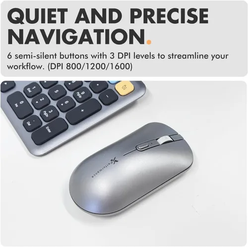 Vista 3 de X9 Combo de teclado y ratón inalámbrico Bluetooth (Bluetooth, 2.4Ghz, USB C con cable) - Teclado y ratón delgados recargables multidispositivo