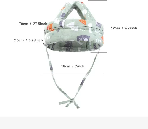 Vista 5 de Casco de seguridad para bebé, protección para la cabeza, de algodón, transpirable, ajustable, sin golpes, protector de cabeza para caminar y gatear