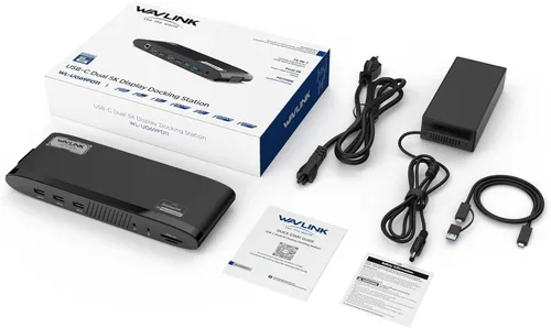 Vista 8 de WAVLINK Estación de acoplamiento DisplayLink Dual 5K, USB-C Dock para Mac M1/M2/M3/M4 y Windows, 14 en 1 con carga de portátil de 100 W, 2 DP/2 HDMI