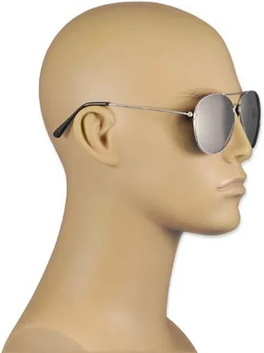 Vista 5 de Gafas de sol con lente de espejo unidireccional, cromadas de aviador, con bolsa de microfibra, plateado
