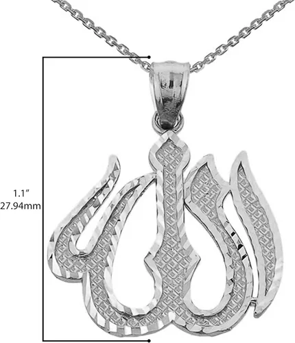 Vista 3 de Claddagh Gold Colgante de plata de ley 925 con dije de Allah islámico