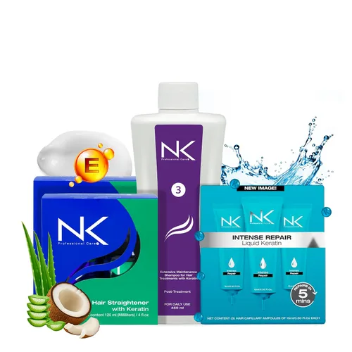 Vista 11 de NK Professional Care. Kit completo de tratamiento para alisar el cabello Pasos 1,2,3,4. Cirugía capilar con queratina, champú post-tratamiento