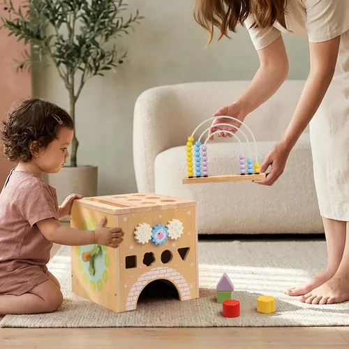 Vista 8 de Cubo de actividades de madera Montessori Juguetes para niños