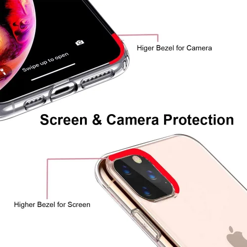 Vista 5 de Unov Funda compatible con iPhone 11 Pro, transparente, con diseño delgado, protector suave de TPU a prueba de golpes, patrón de flores en relieve