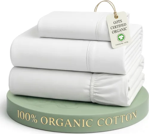 Vista 35 de LANE LINEN - Juego de 2 sábanas de fibras largas 100 % algodón orgánico, percal de fibras largas, ultrasuave y transpirable, para colchones de hasta