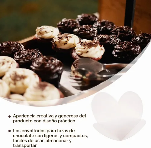 Vista 8 de 100 piezas de envoltorios de trufas para tazas de papel de chocolate para el día de San Valentín, tazas de trufas de dulces, suministros
