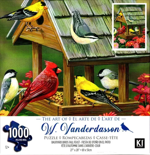 Vista 2 de Backyard Birds Fall Feast - Rompecabezas de 1000 piezas