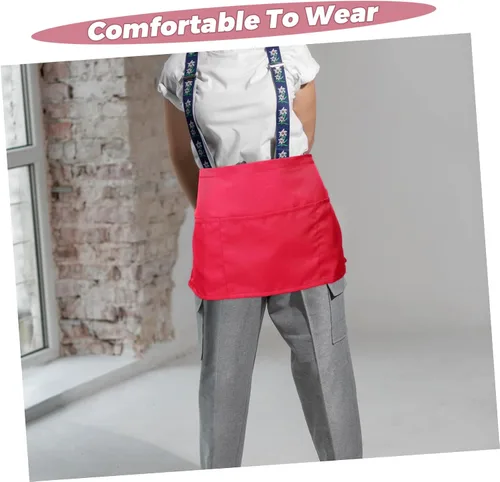 Vista 3 de VALICLUD Half Server Apron with Double Pockets Stain and Water Resistant Kitchen Apron for Chefs and Waitstaff Restaurants and Coffee Shops
