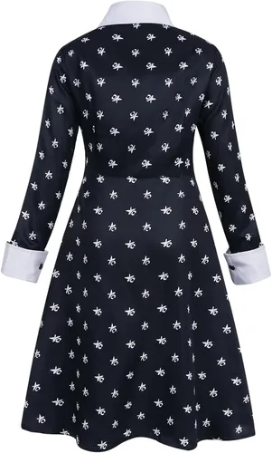 Vista 2 de AmzApparel Girls Black Dress Up Kids Gothic Classic Dresses Role Play Costume Halloween Cosplay Outfits