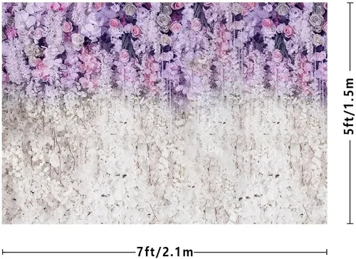 Vista 3 de MEHOFOND Fondo de estudio fotográfico floral lavanda y blanco para despedida de soltera, fondo de estudio fotográfico, morado claro, lila, telón