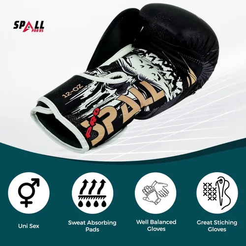 Vista 2 de Boxing Gloves for Men & Women - Pro Training Sparring Punching Gloves - Muay Thai MMA, Kickboxing Heavy Bag Workout Leather Boxing Gloves Negro