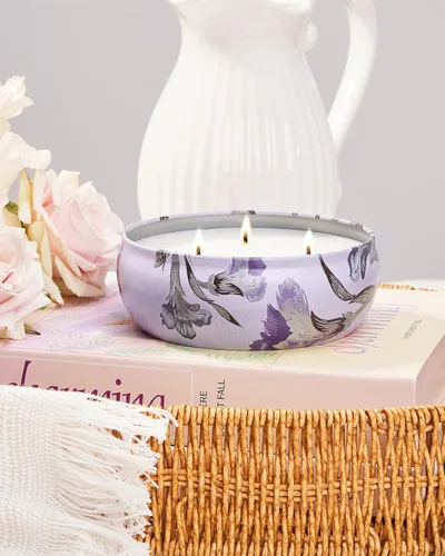 Vista 6 de M&SENSE Velas aromáticas de bayas cítricas, vela grande de lata de soja de 3 mechas, más de 40 horas de tiempo de combustión, cera vegana 100%