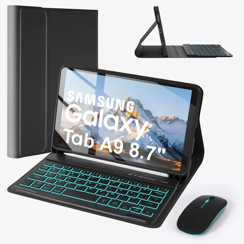 Vista 15 de SOPPY Teclado retroiluminado de 7 colores con mouse para Samsung Galaxy Tab S6 Lite de 10.4 pulgadas 2022/2020 (SM-P610/P613/P615/P619), funda