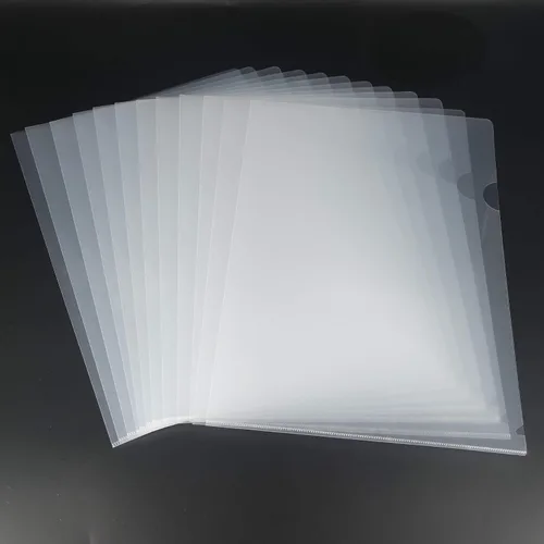 Vista 8 de Fundas transparentes tipo L para documentos A4, bolsillos seguros para proyectos, 12 piezas, color azul Carpeta de proyectos de carga superior