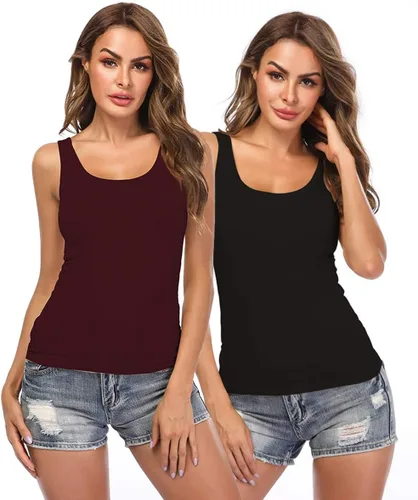 Vista 21 de Camisolas para mujer con brasier integrado, camiseta básica de yoga, camiseta sin mangas acolchada (S-3XL)