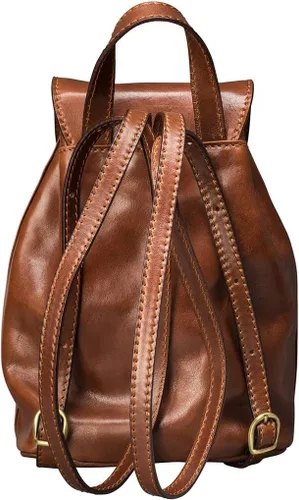 Vista 4 de Maxwell Scott Womens Quality Leather Small Rucksack The Popolo Handmade In Italy Chestnut Tan Brown
