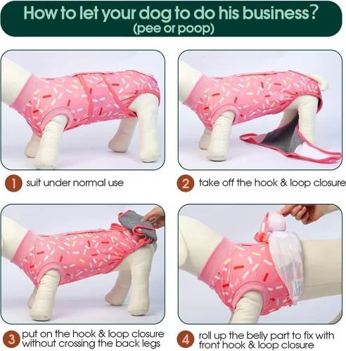 Vista 5 de Kuoser Traje de cirugía para perro, cómodo traje de recuperación para perras, mameluco protector posoperatorio, alternativa suave al cuello E